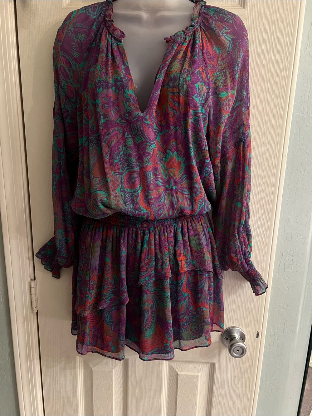 Ramy Brook silk smocked mini dress small petite